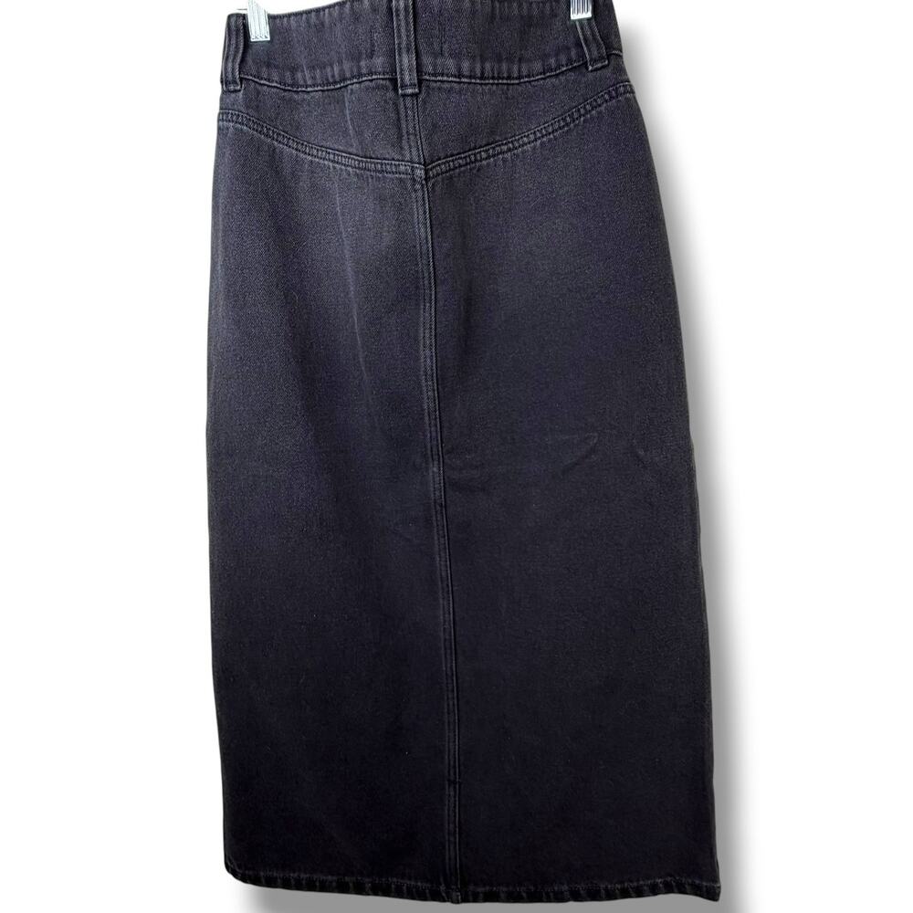 Free People We The Free Faded Black Wash Madison Utility Pocket Denim Midi Skirt - Picture 6 of 8